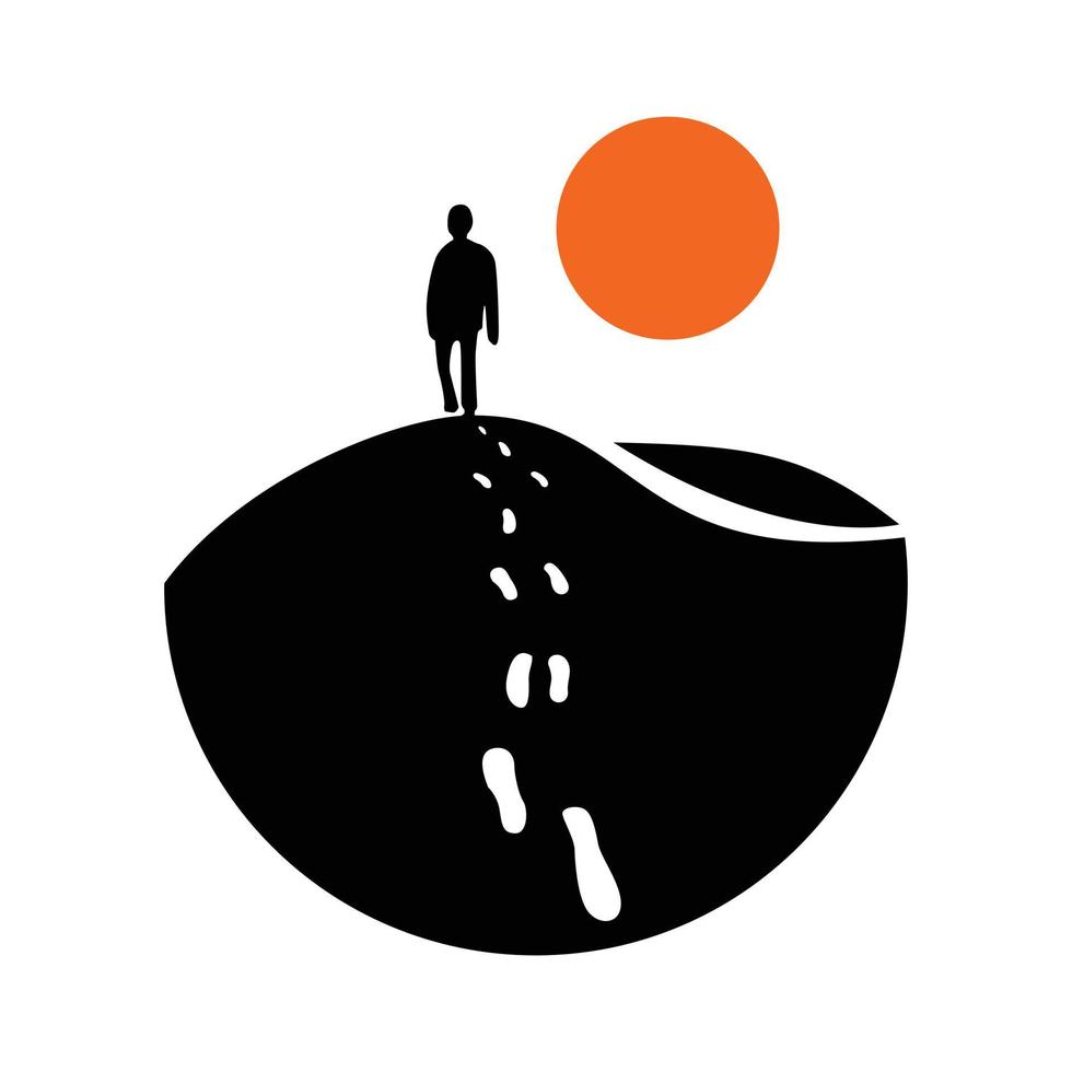 Vector icon illustration of people walking and leaving footprints