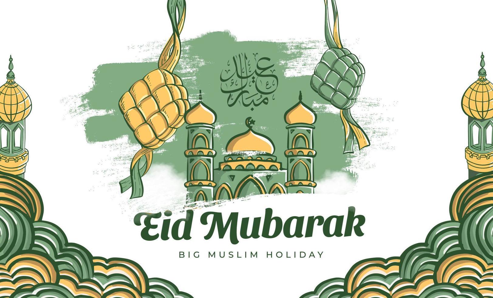 Hand Drawn Eid Al-fitr Illustration Background vector