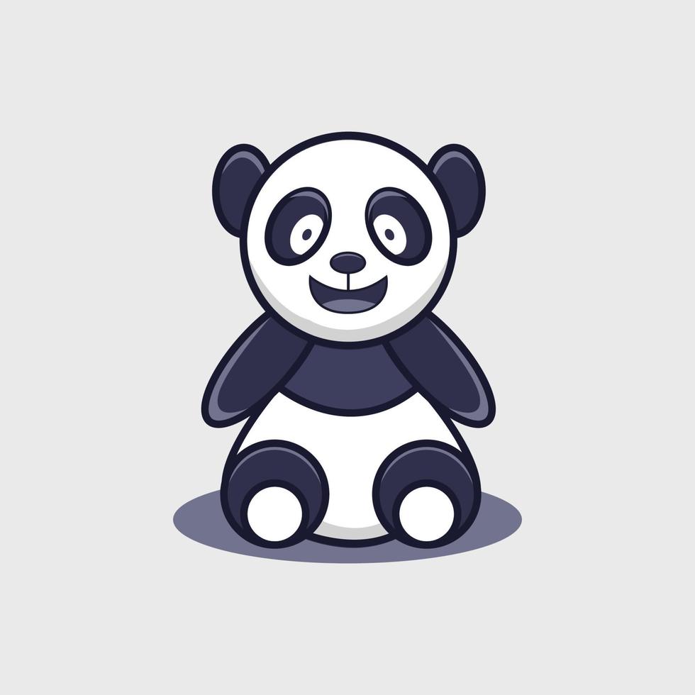 Cute Black Panda Logo and Illustration Design vector