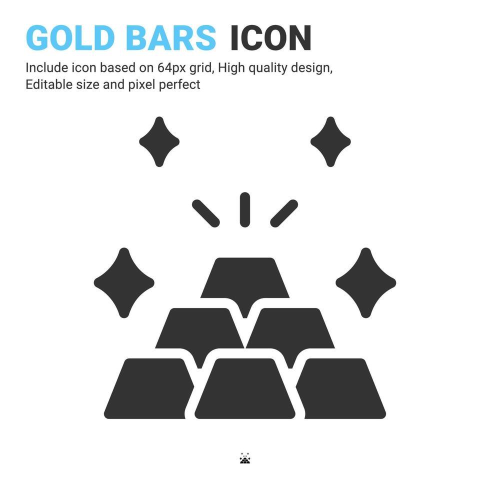 Gold bars icon vector with glyph style isolated on white background. Vector illustration jewellery sign symbol icon concept for digital business, finance, industry, company, apps and project