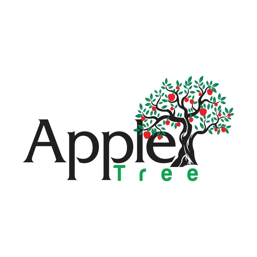 Illustration apple tree with apple fruit vector