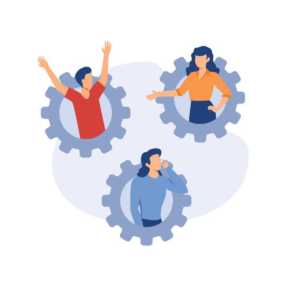 Abstract concept of social role. Social norms, gender stereotypes, social norms, role exchange is an abstract metaphor. Vector illustration in flat modern style.
