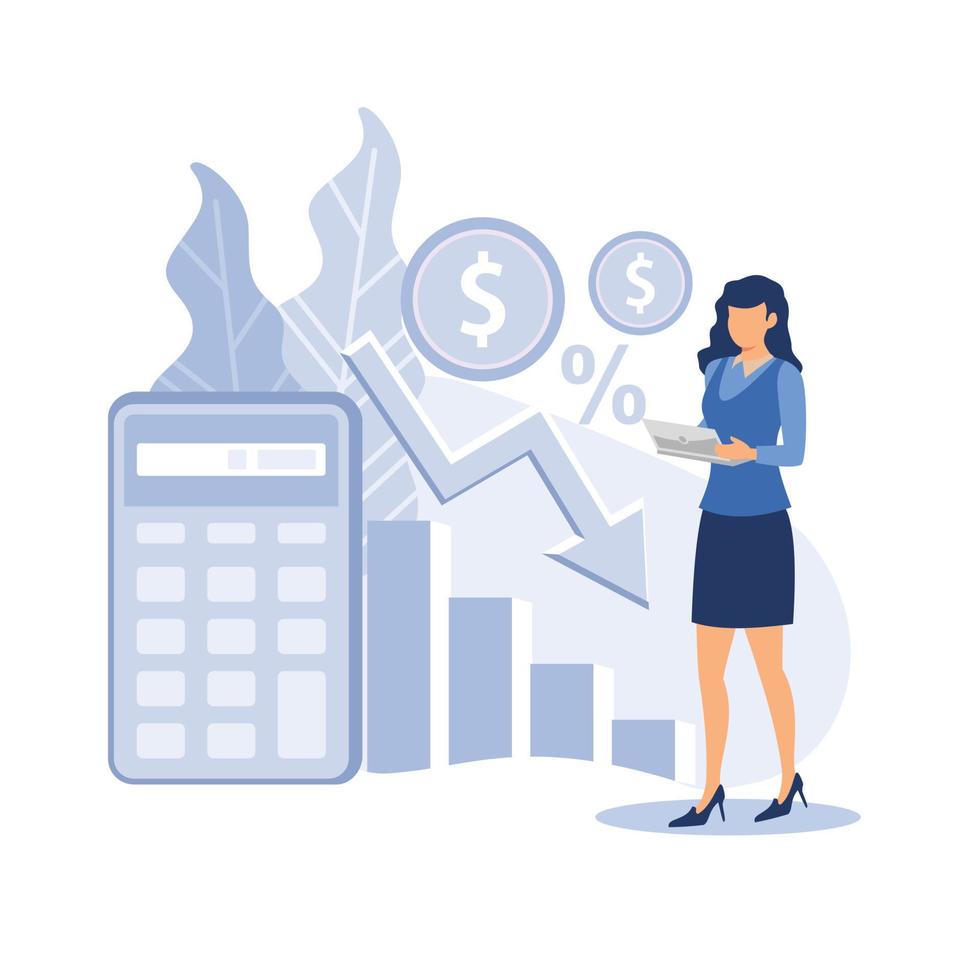 Calculating loss abstract concept vector illustration. Profit loss formula, accountancy service, calculating material losses, tax payment, calculate expenses, microeconomics abstract metaphor.