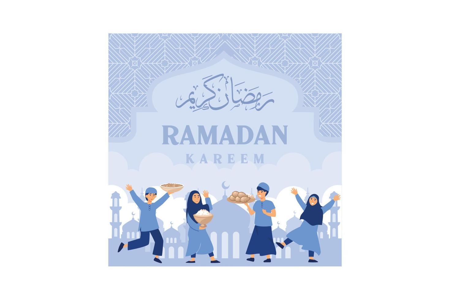 Iftar Eating After Fasting feast party concept. vector