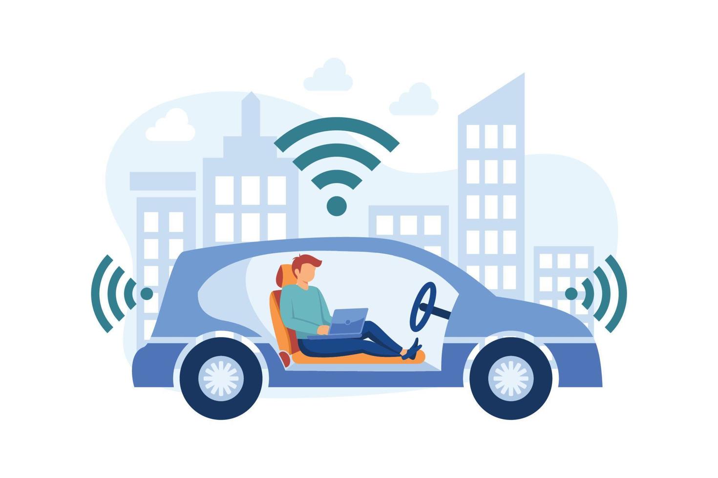 autonomous driving illustration exclusive design inspiration vector