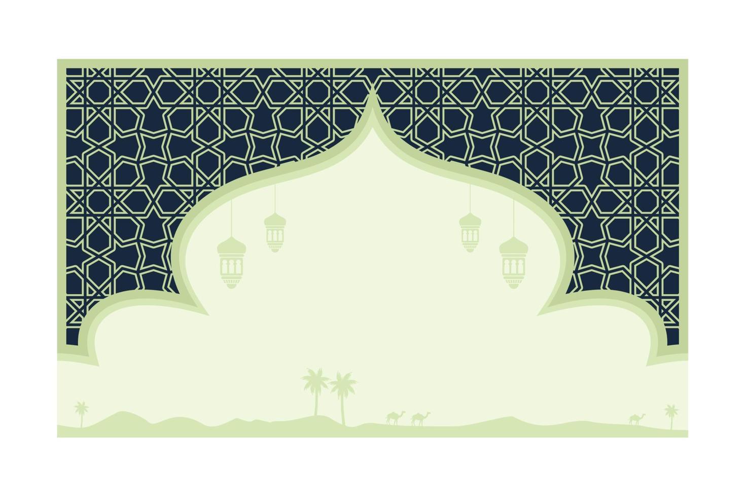 Abstract islamic background with traditional ornament green color. Vector illustration.