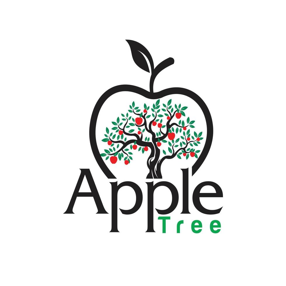 Illustration apple tree with apple fruit vector