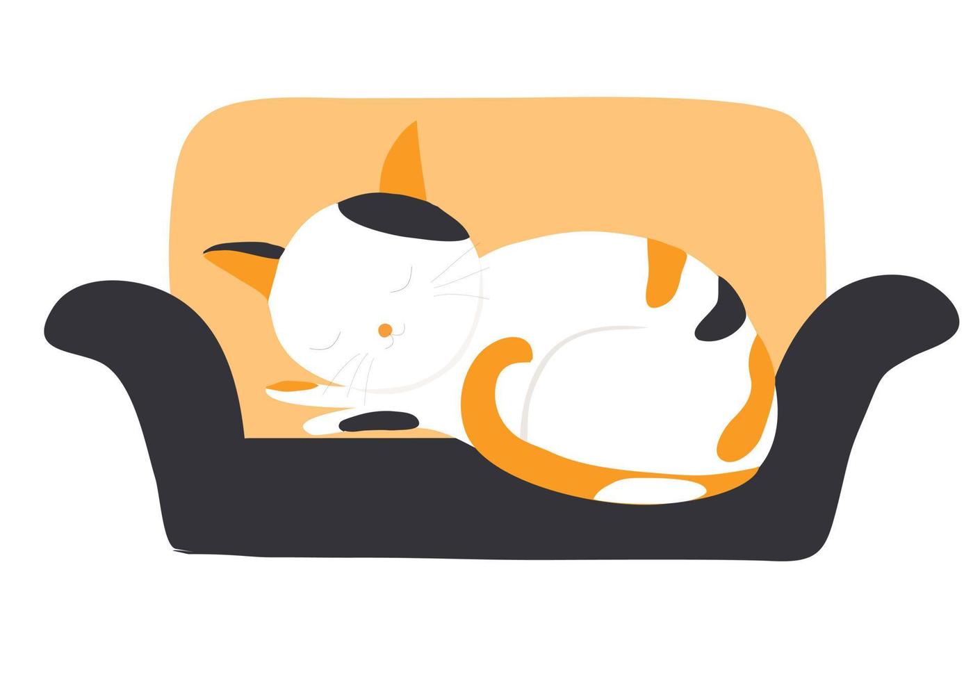 Cute sleeping cat on sofa vector
