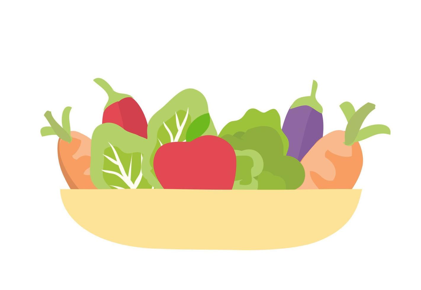 Cuenco de frutas y verduras aislado sobre fondo blanco. vector