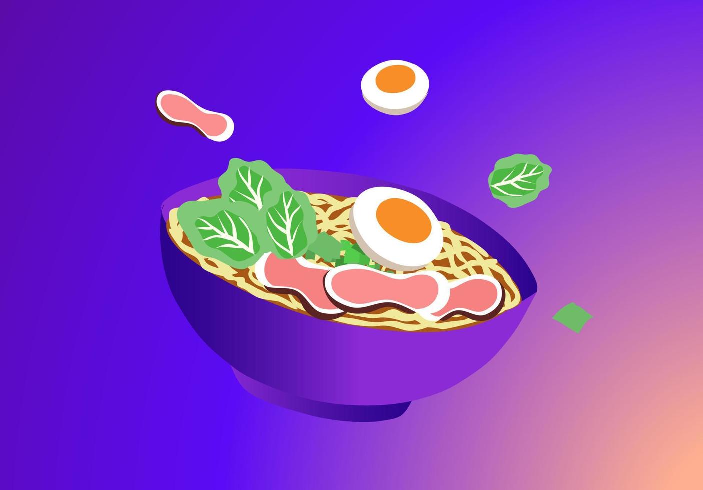 Tazón de fideos ramen comida japonesa ilustración vectorial vector