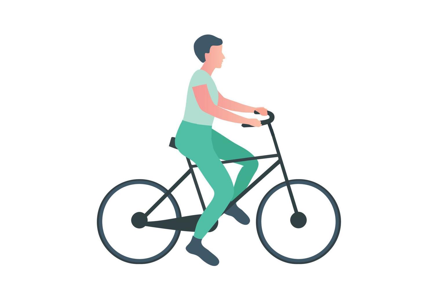 Man riding bicycle isolated vector illustration