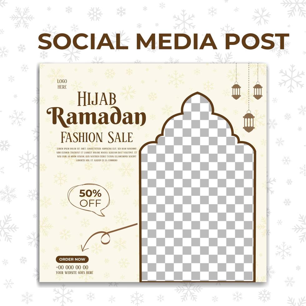 hijab ramadan venta de moda publicación en redes sociales vector