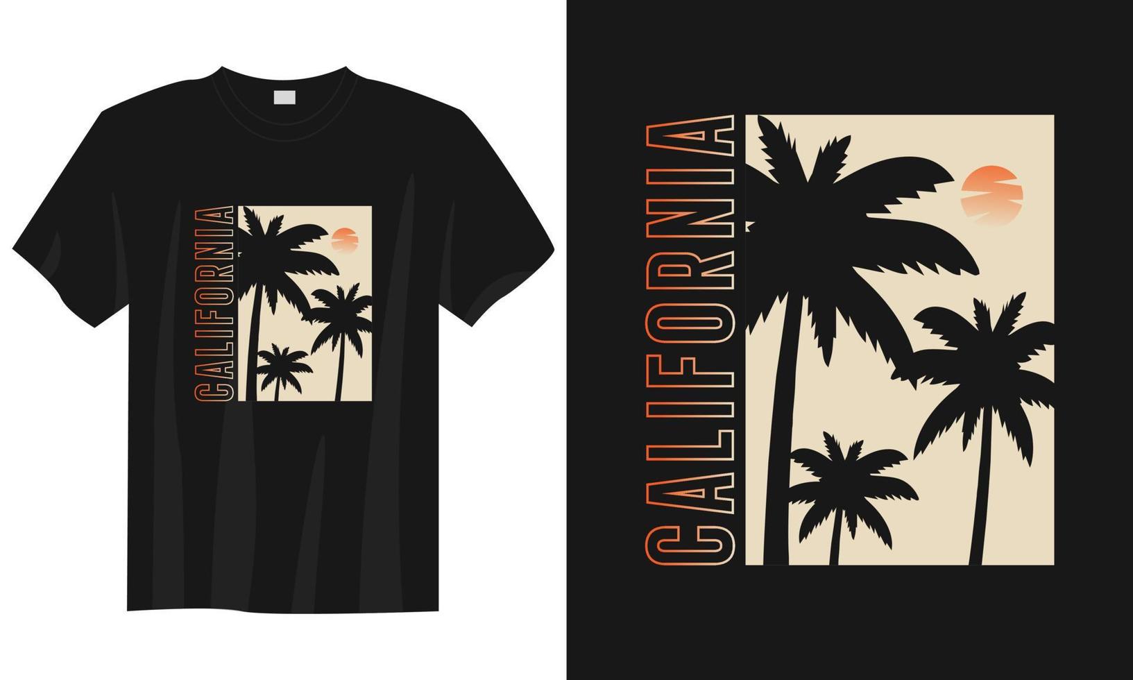 verano california surf playa tipografía retro diseño de camiseta vector