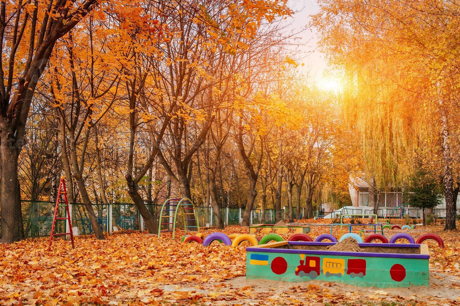 colored playground near the kindergarten photo