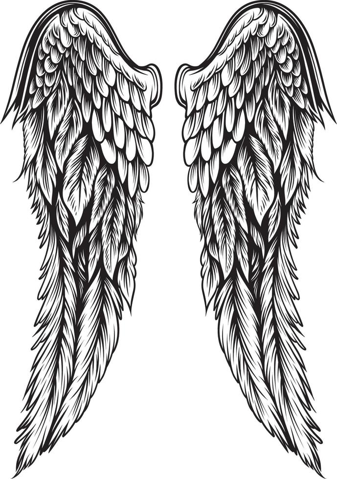 ilustración de alas en estilo tatuaje vector
