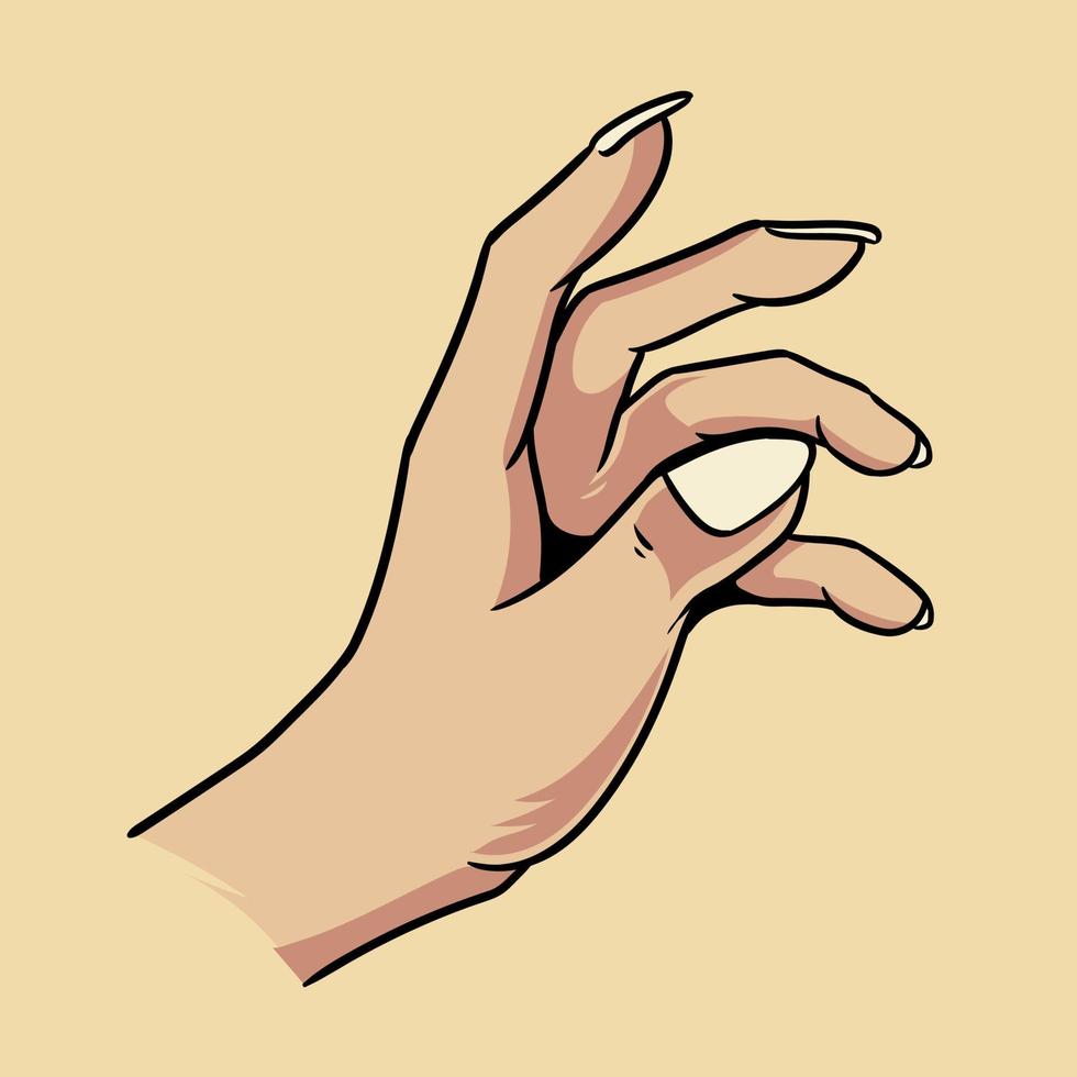 pose de mano aislada sobre fondo sólido. vector