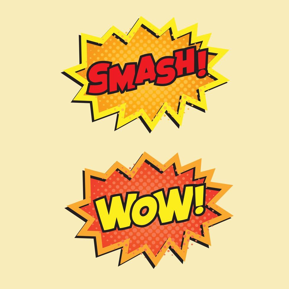 Set of two cartoon comic text ballon. Halftone pop art style vector