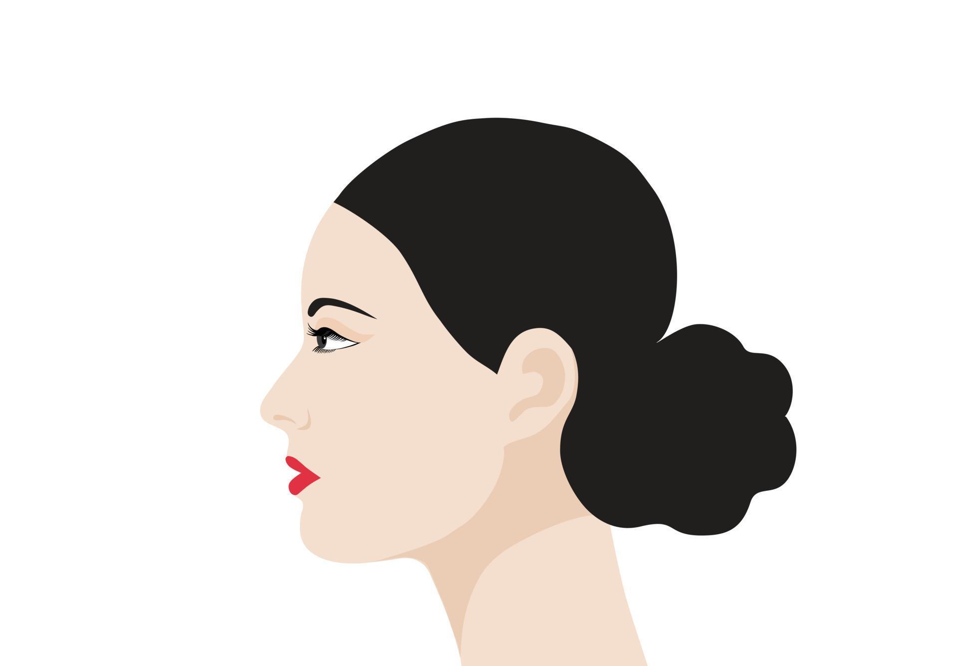 Beautiful side view face woman isolated on white background vector