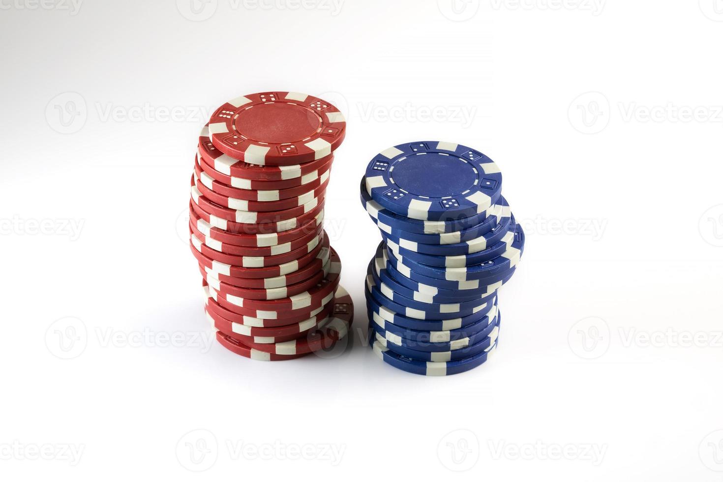 Stack of poker chips. Colorful tokens. Card game and gambling. Casino and gaming. photo