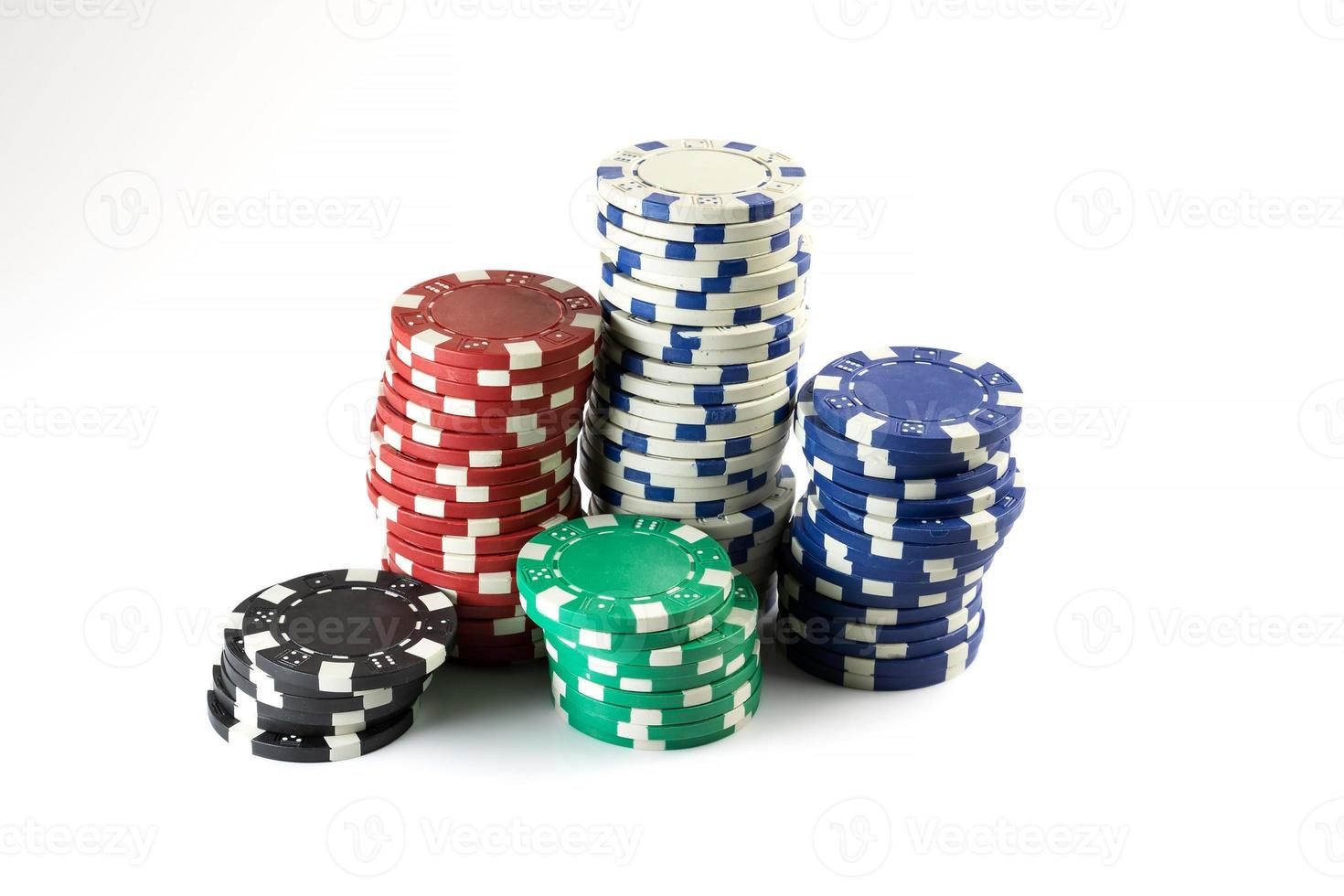 Stack of poker chips. Colorful tokens. Card game and gambling. Casino