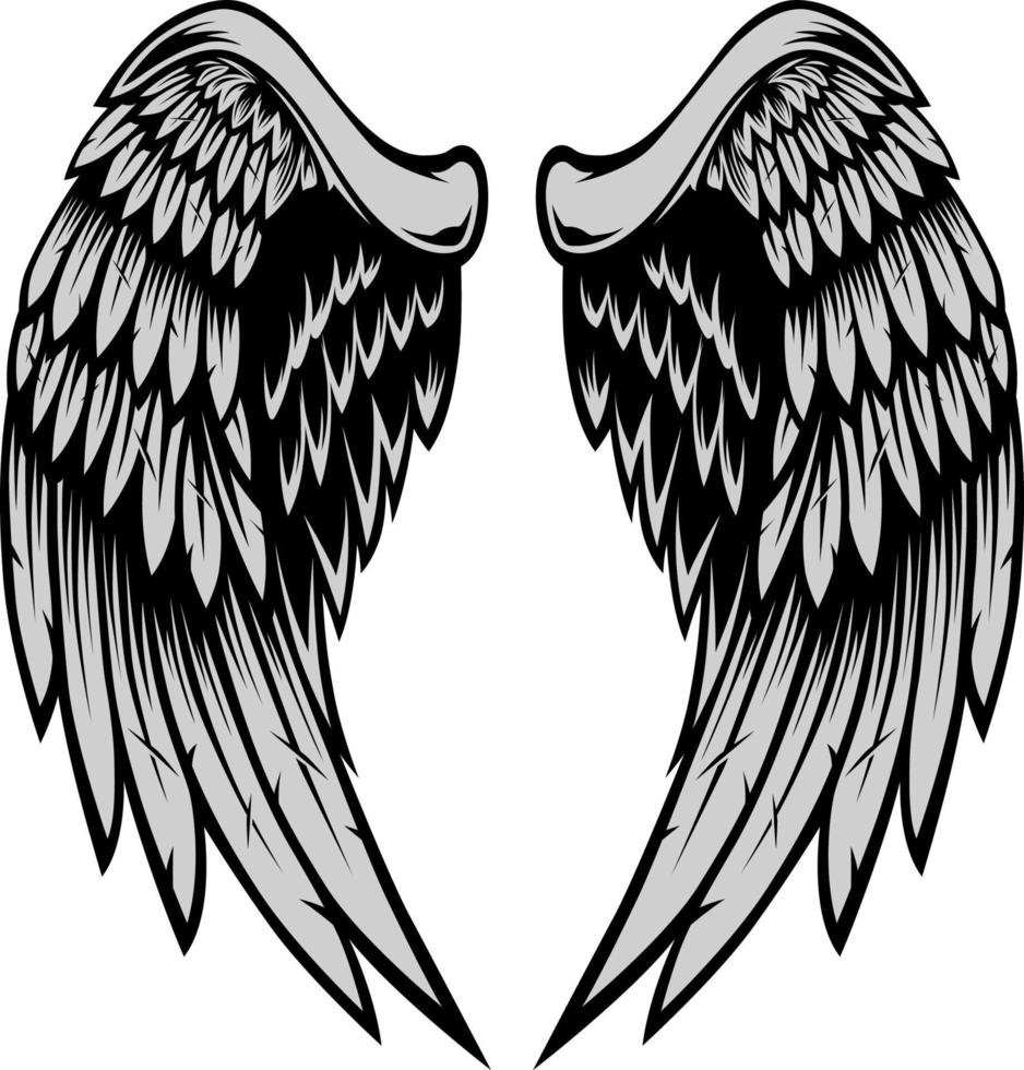 Wings Illustration in tattoo style vector