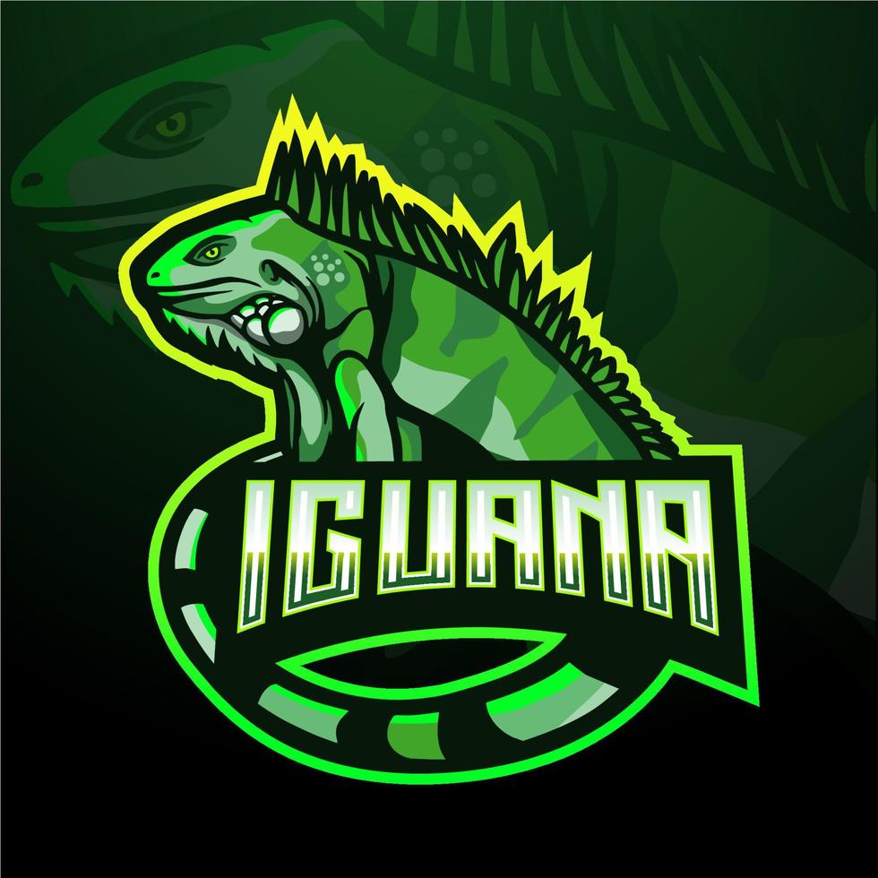 diseño de logotipo de mascota iguana esport vector