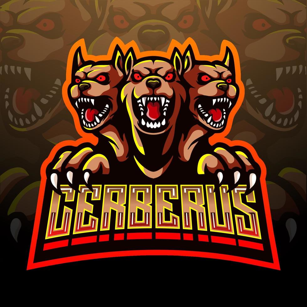 diseño de la mascota del logotipo de cerberus esport vector