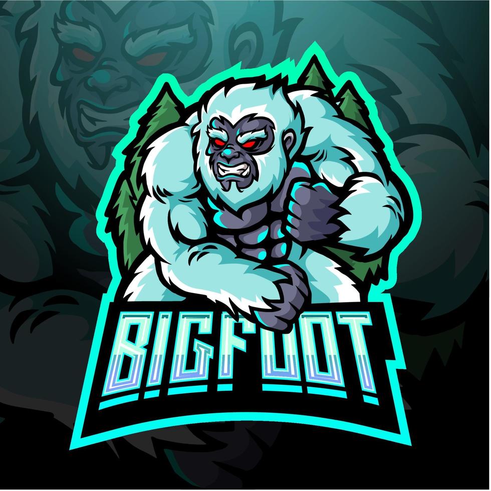 diseño de la mascota del logotipo de yeti esport vector