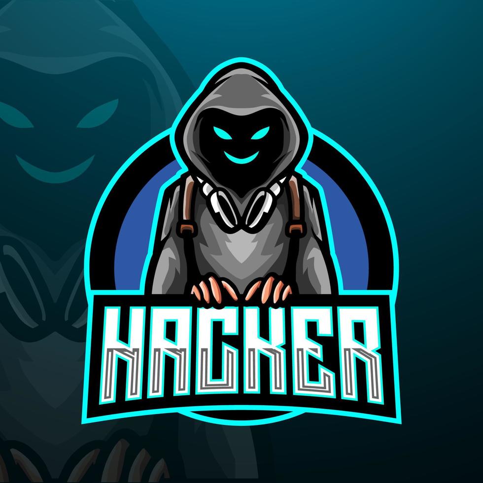 Hacker esport logo mascot design vector