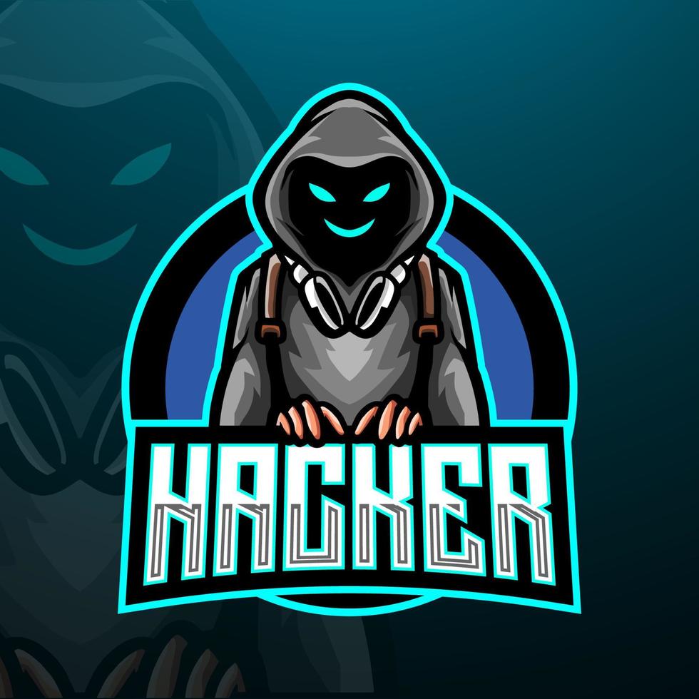 diseño de mascota de logotipo hacker esport vector