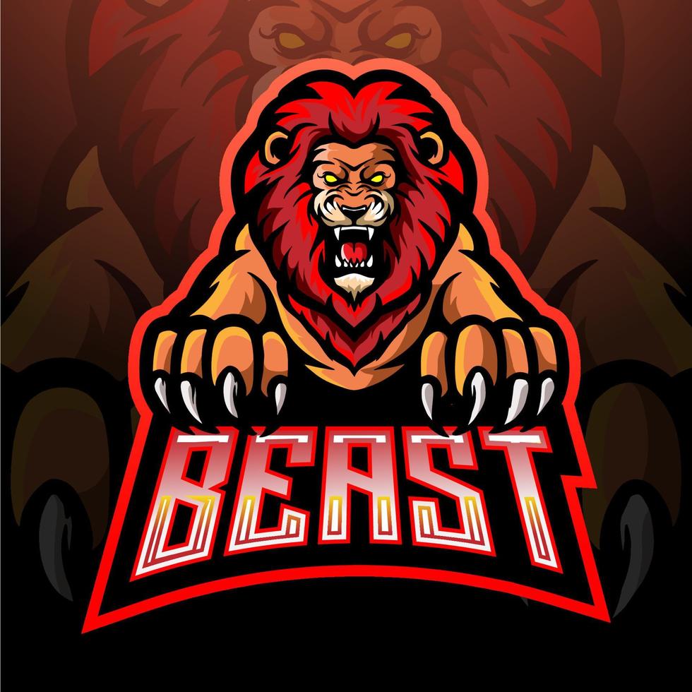 Lion esport logo mascot design vector