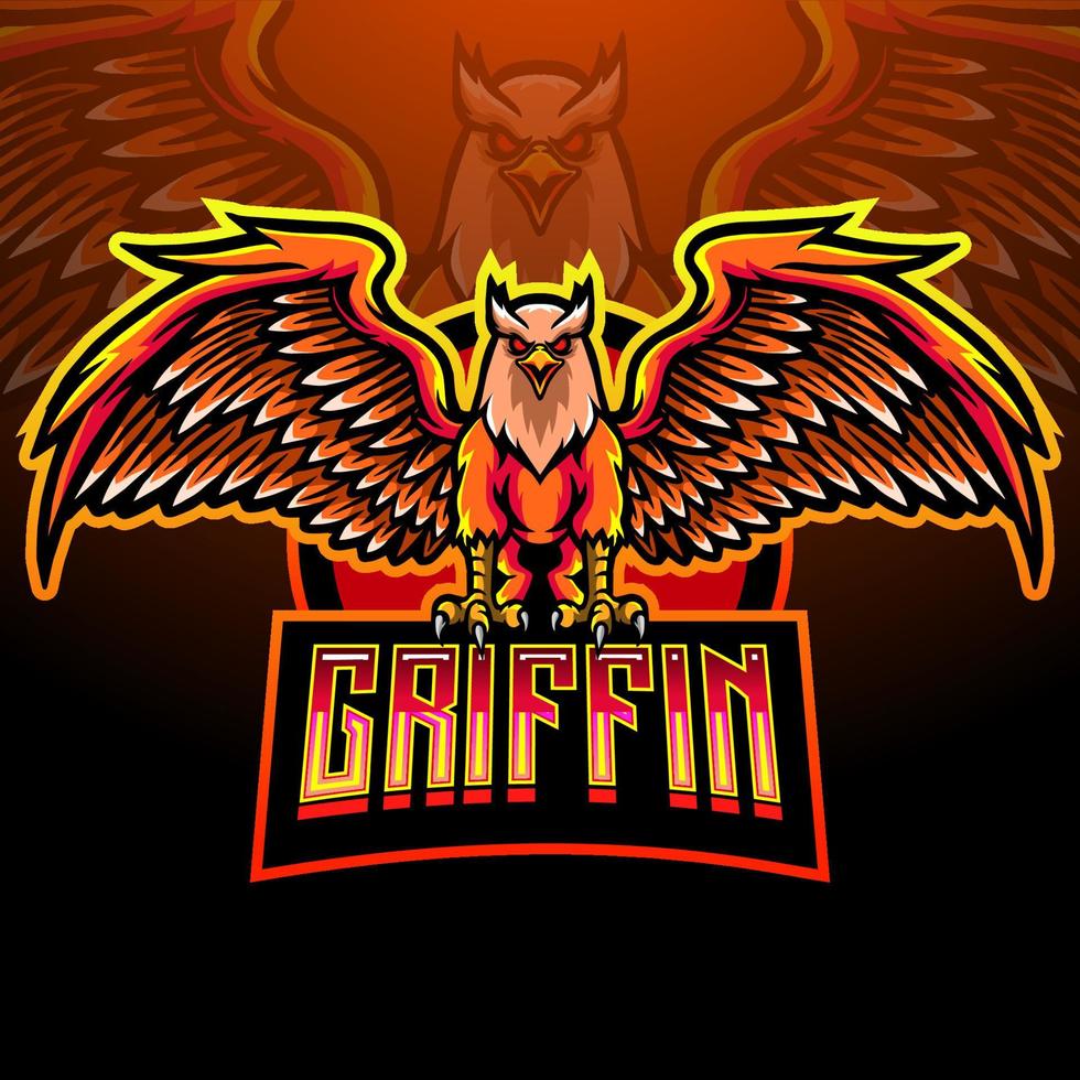 diseño de la mascota del logotipo de griffin bird esport. vector