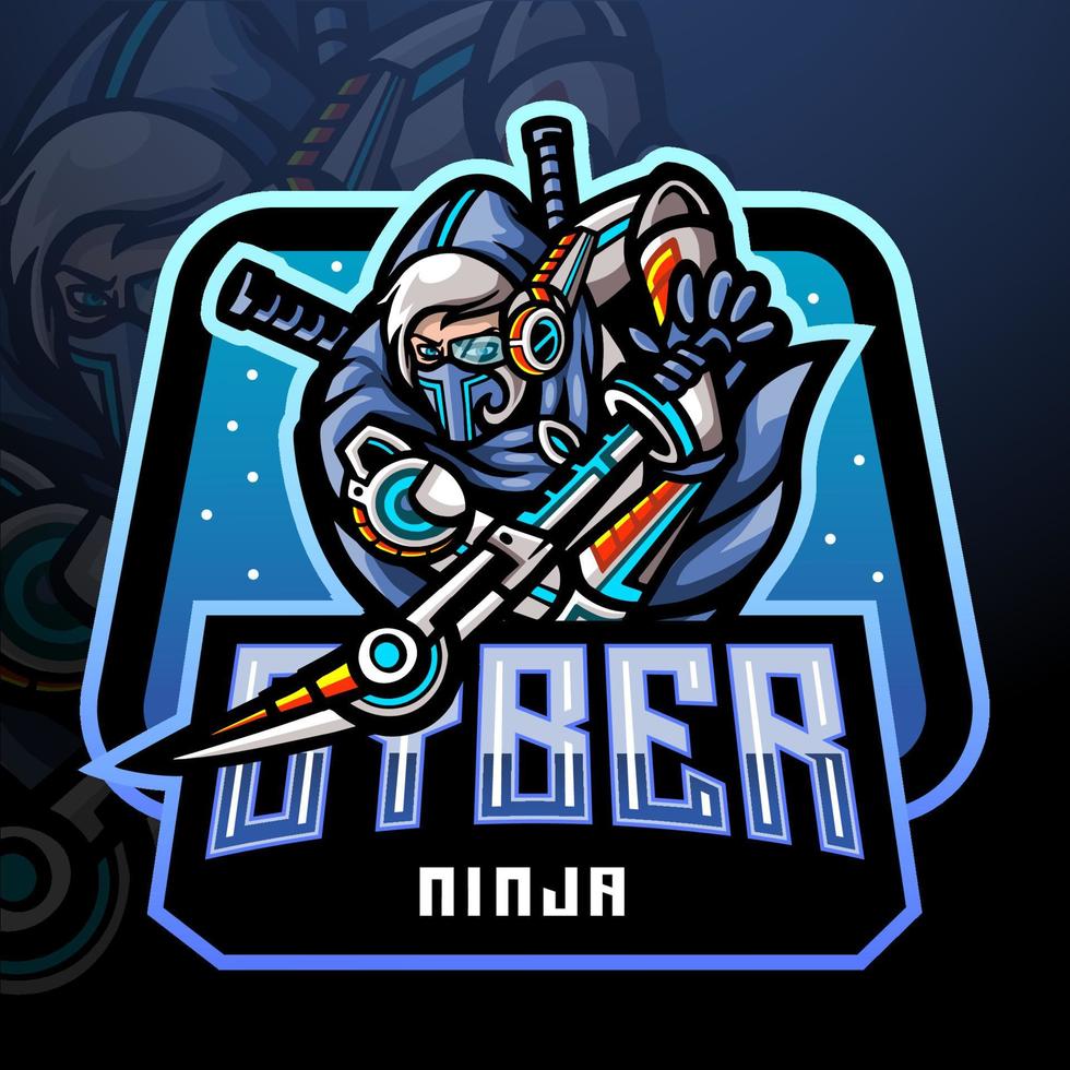 Cyber ninja esport logo mascot design. vector