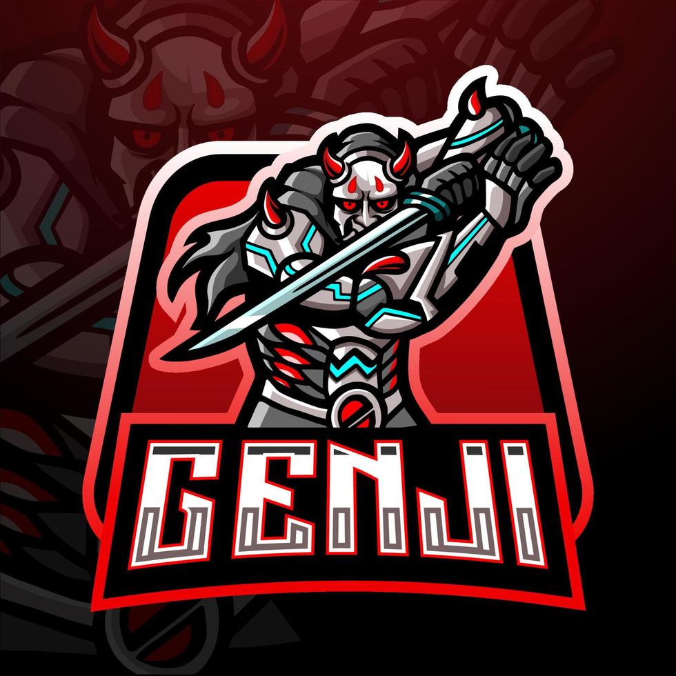 Genji esport logo mascot design vector