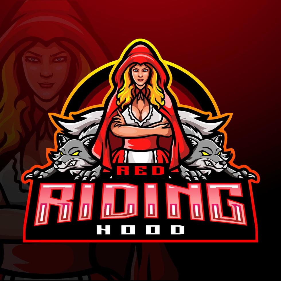 Red riding hood mascot. esport logo design vector
