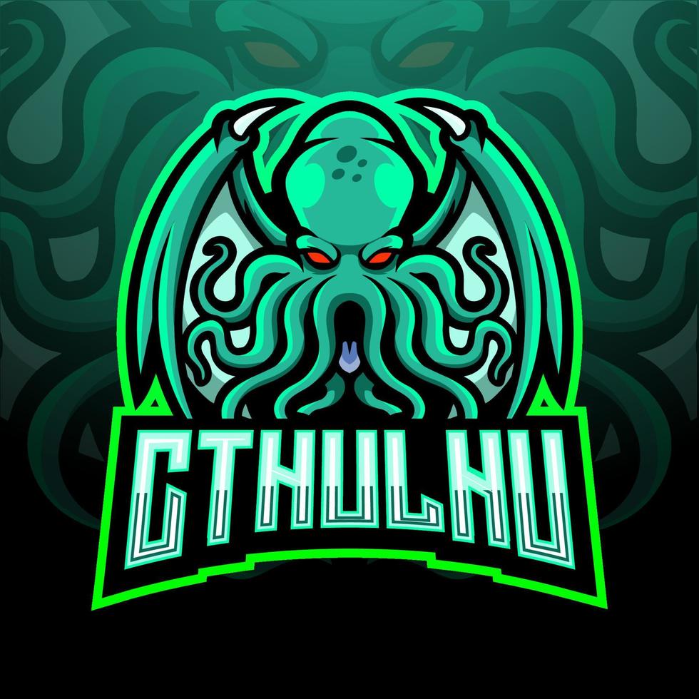 diseño de la mascota del logotipo de cthulhu esport. vector