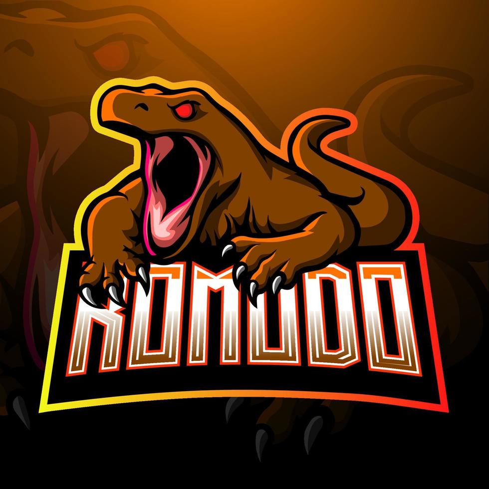 diseño de la mascota del logotipo de esport del dragón de komodo vector
