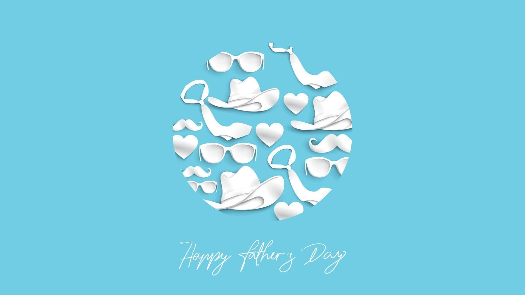 Happy Father Day greeting card, banner design with lettering, typography in three dimensional style vector