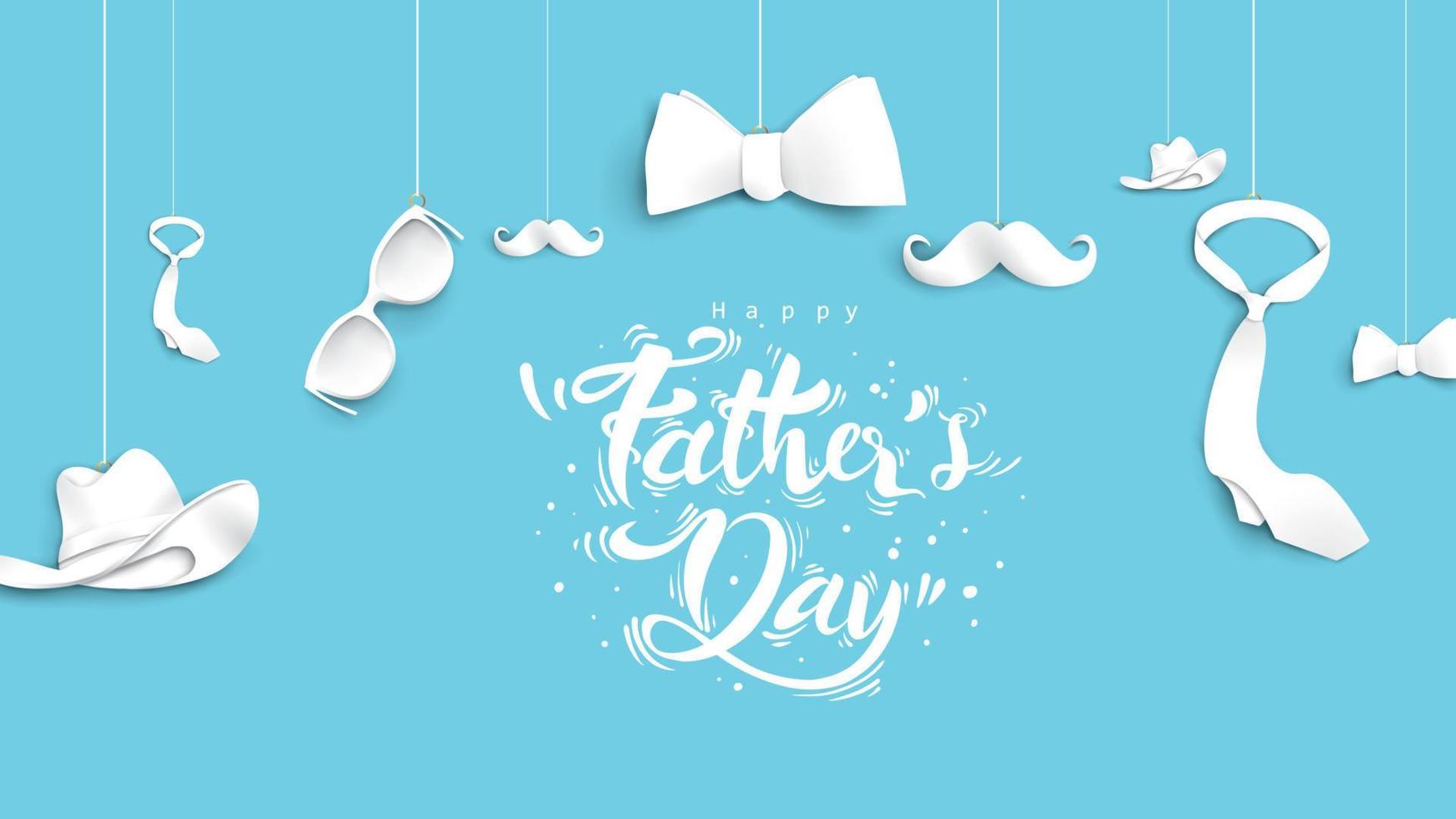 Happy Father Day greeting card, banner design with lettering, typography in three dimensional style vector