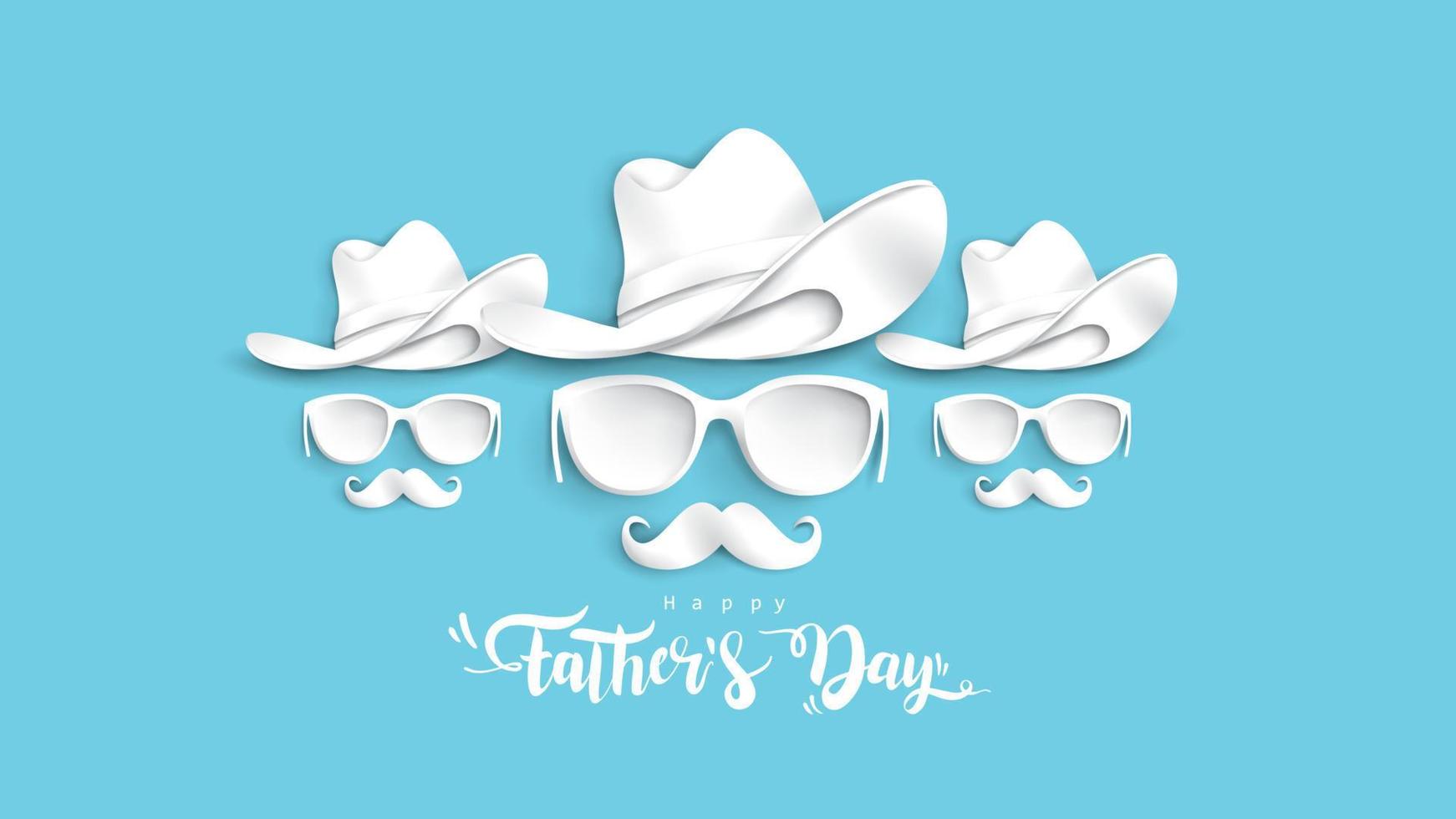 Happy Father Day greeting card, banner design with lettering, typography in three dimensional style vector