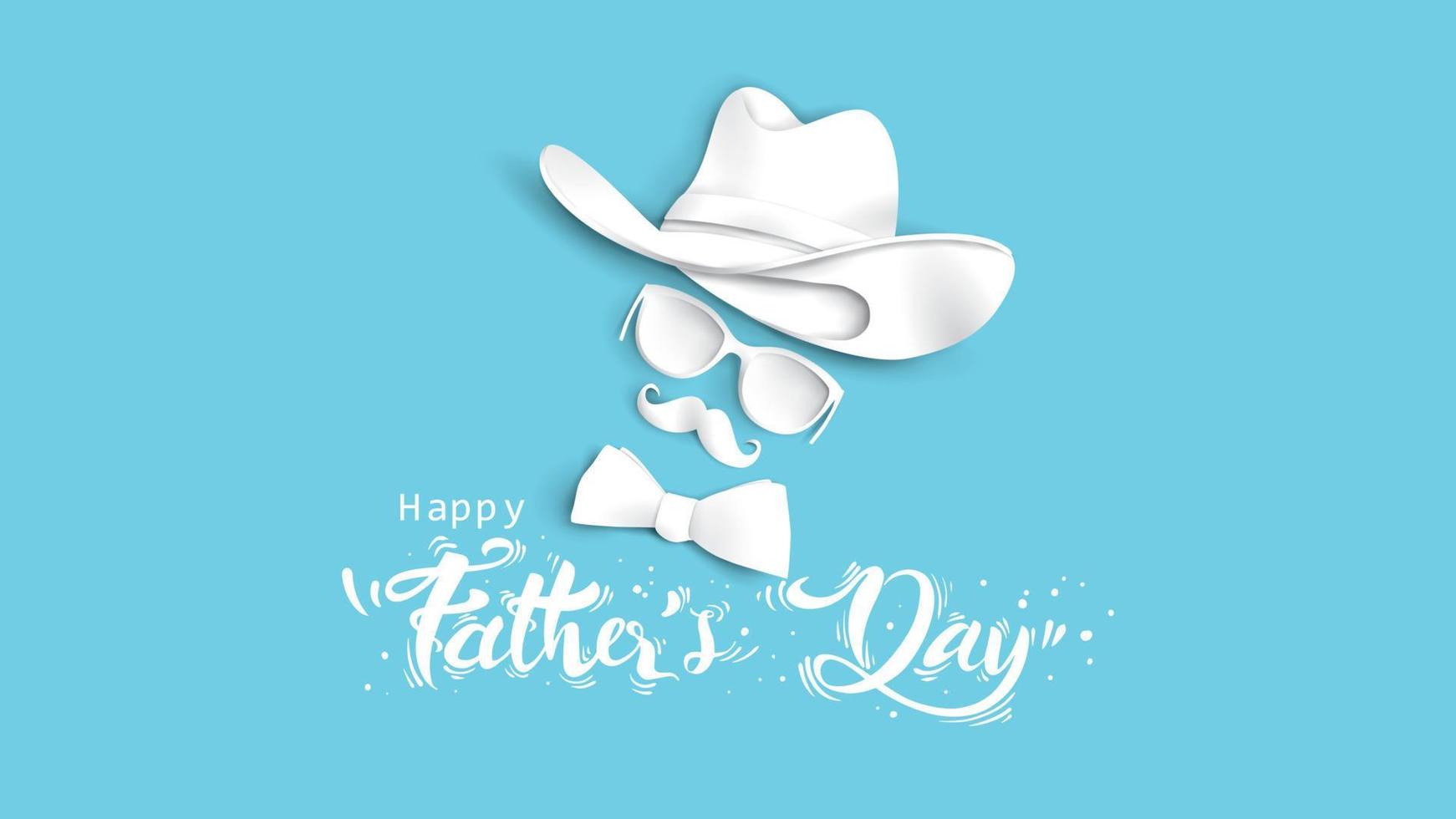 Happy Father Day greeting card, banner design with lettering, typography in three dimensional style vector