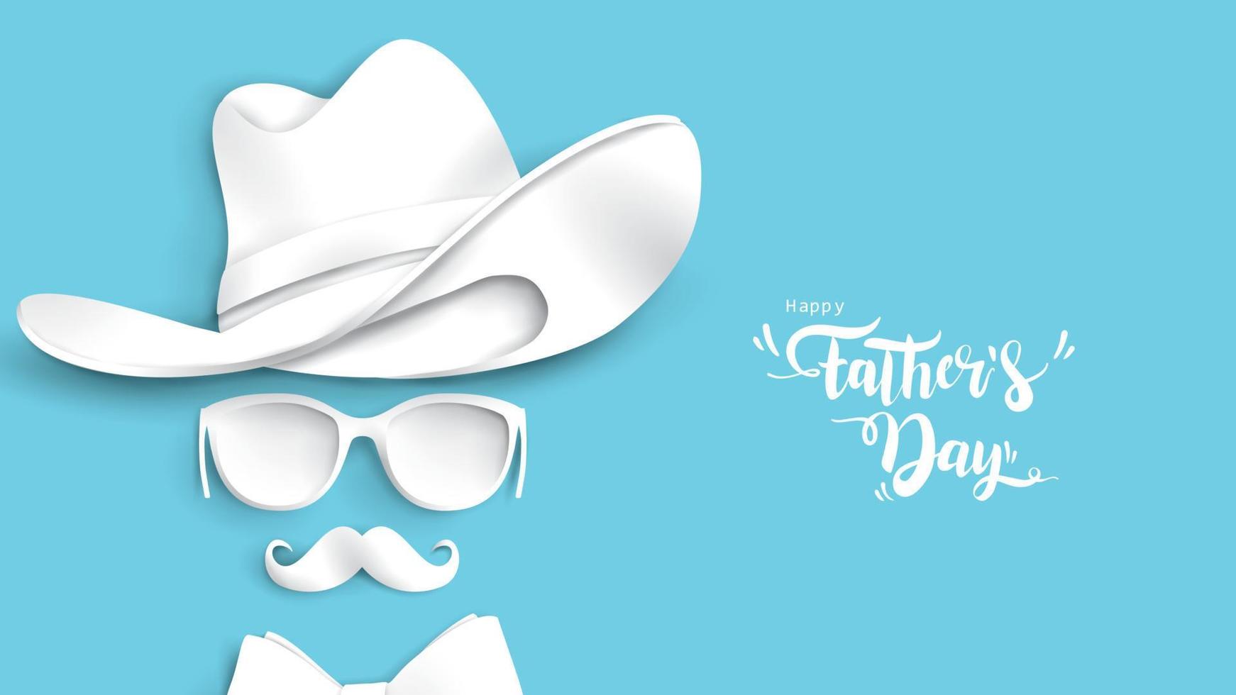 Happy Father Day greeting card, banner design with lettering, typography in three dimensional style vector