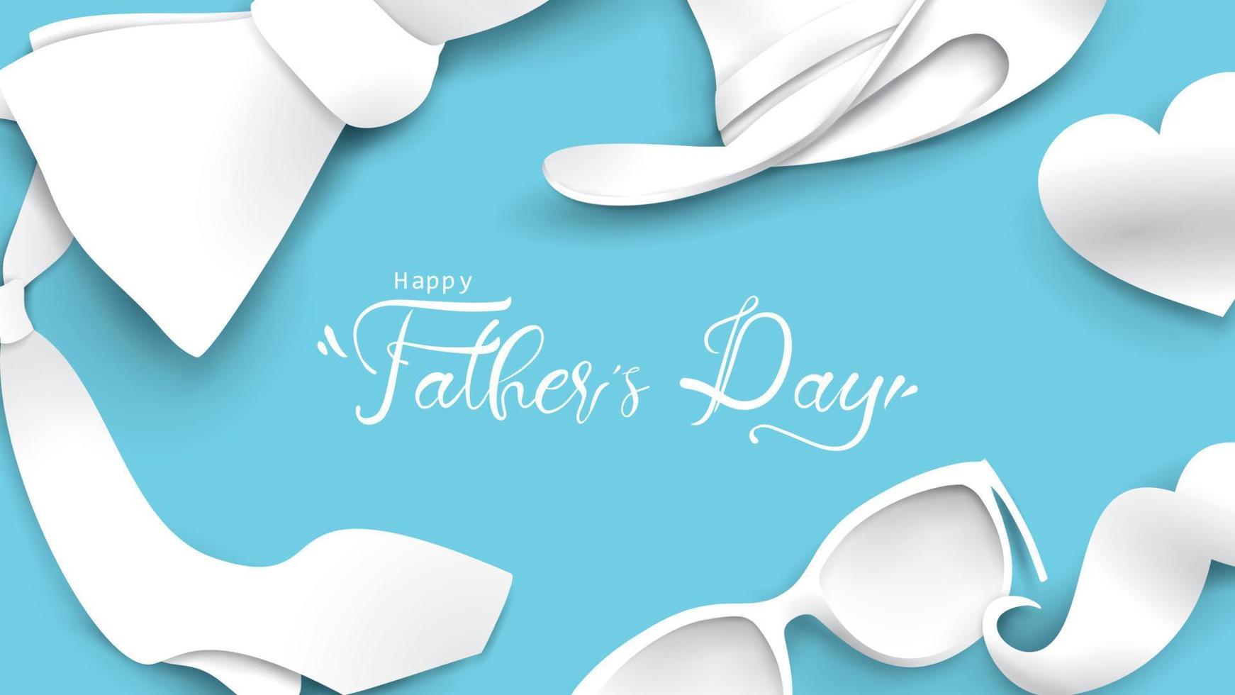 Happy Father Day greeting card, banner design with lettering, typography in three dimensional style vector