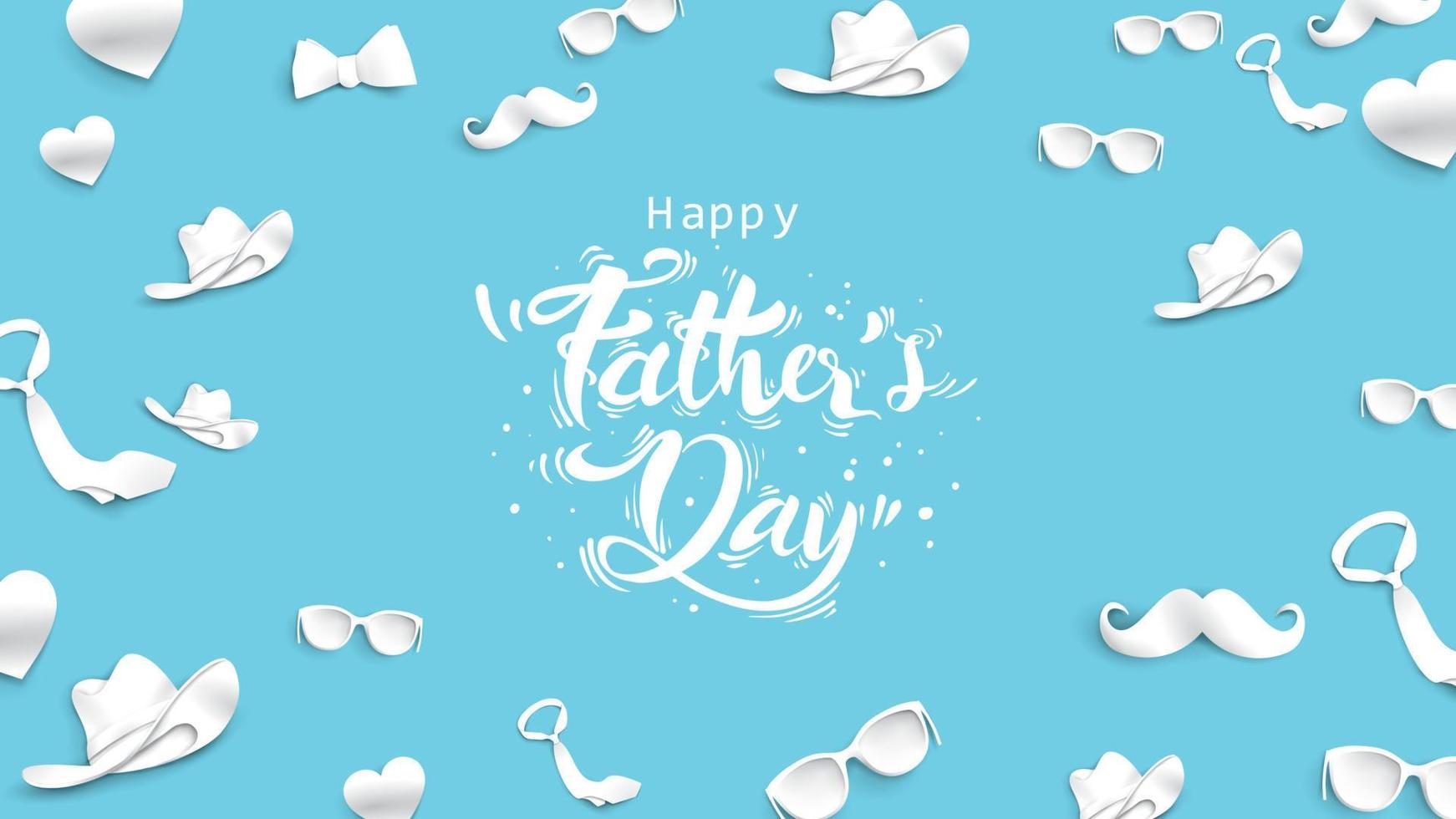 Happy Father Day greeting card, banner design with lettering, typography in three dimensional style vector