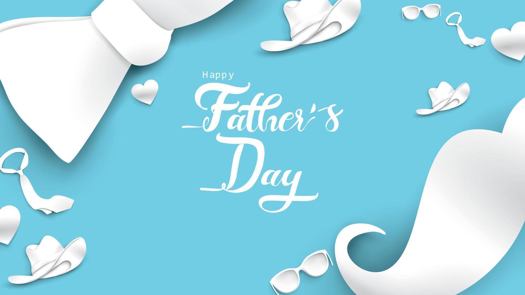 Happy Father Day greeting card, banner design with lettering, typography in three dimensional style vector