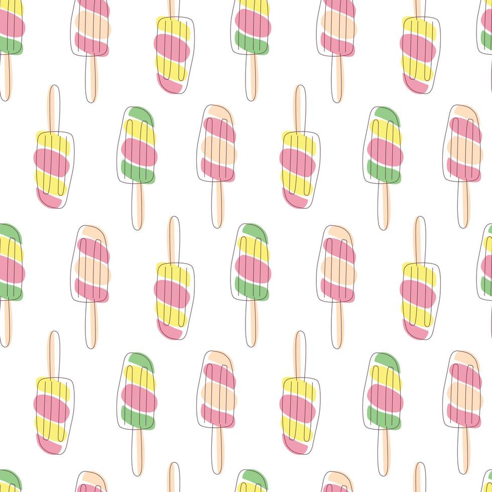 Seamless pattern of multicolored popsicle on a stick vector
