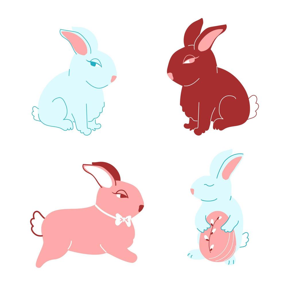 un grupo de lindos conejitos de pascua vector