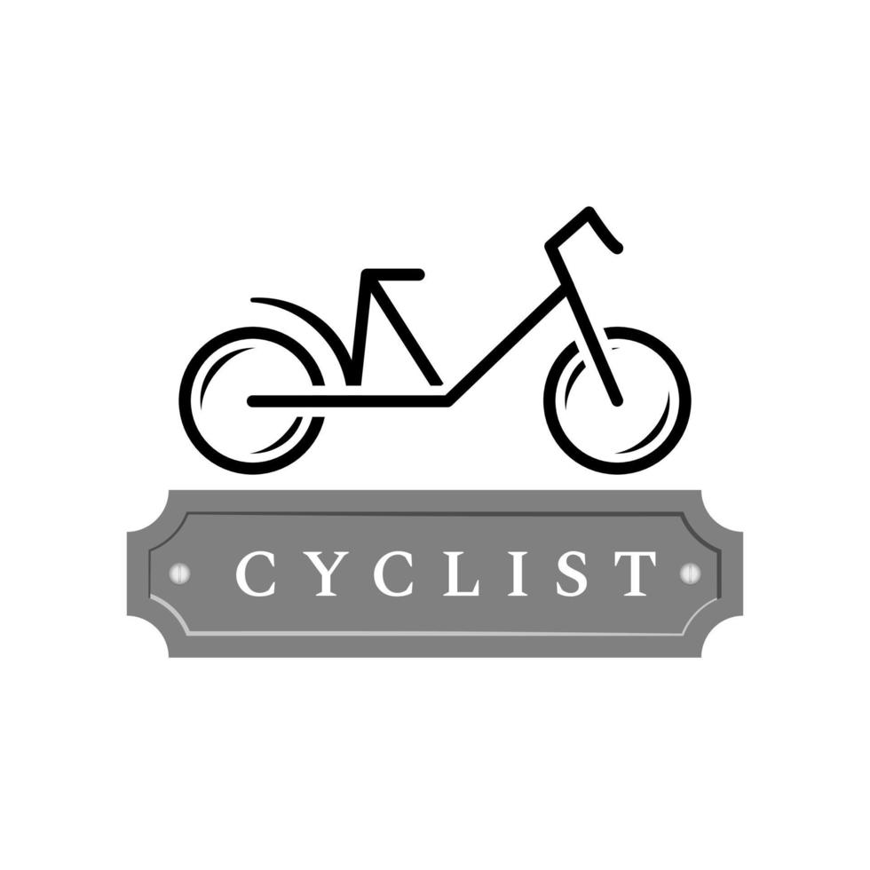 ilustración de un icono con un símbolo de transporte. diseño del logotipo del símbolo de la bicicleta, elegante corredor de la temporada de eventos. ciclista vector