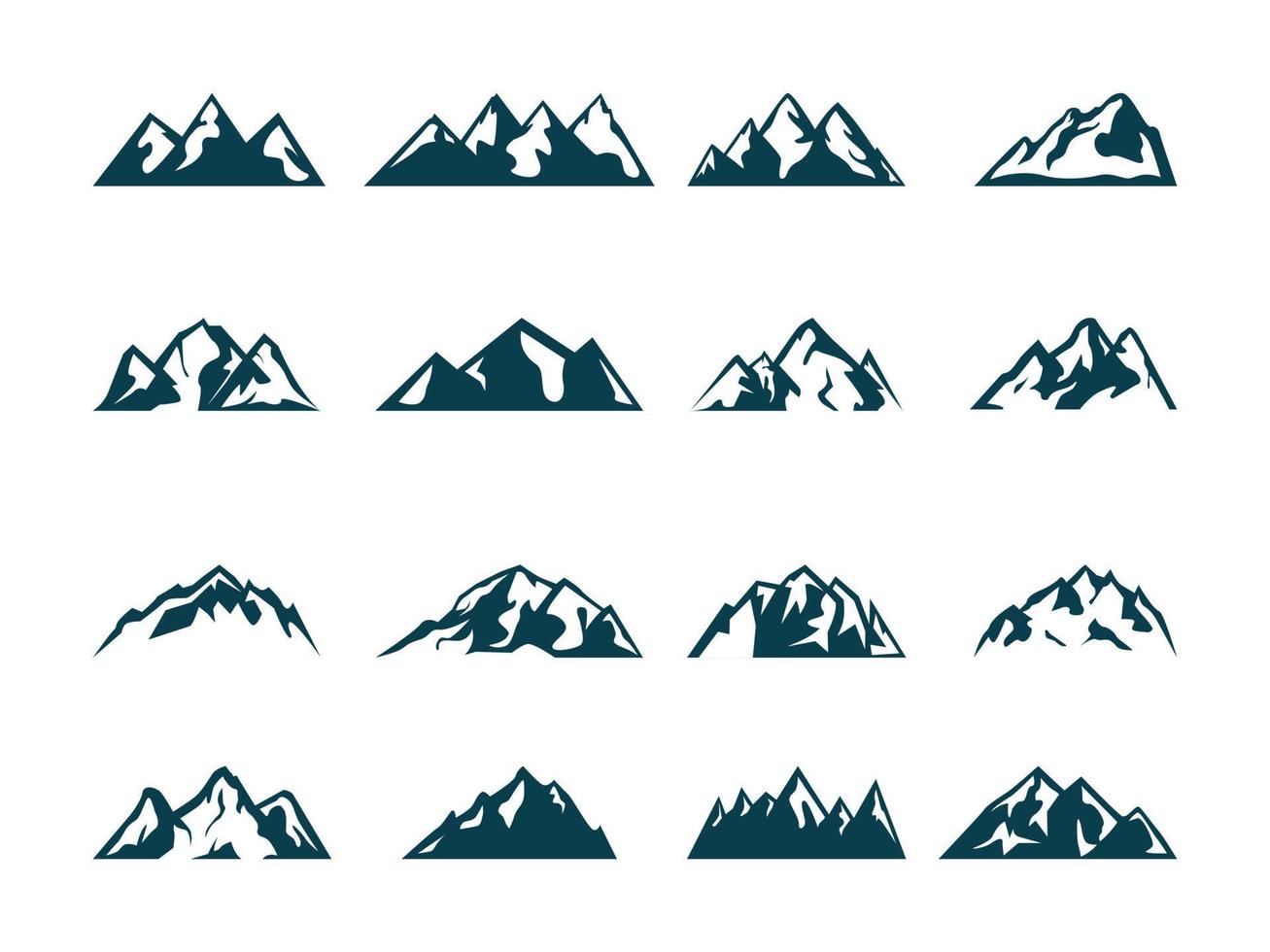 diseño de logotipo símbolo de silueta de montaña nevada, ilustración de los alpes. vector