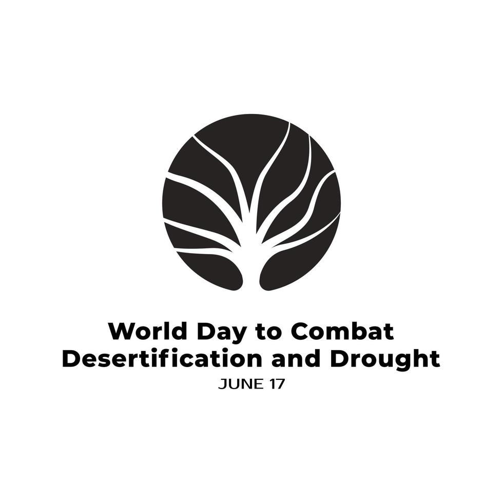 día mundial para combatir la desertificación y el símbolo del logotipo de sequía, ilustración de silueta de árbol seco. vector